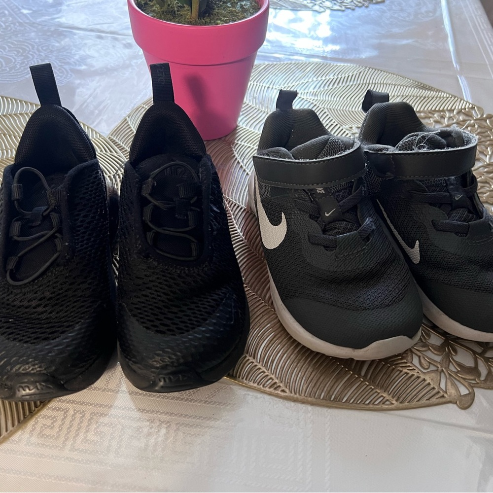 Nike Black Sneakers with Textured Upper and White Swoosh